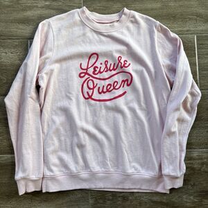 Ban.do Leisure Queen Pink Sweatshirt Size M Graphic Preppy Fun Sweatshirt EUC